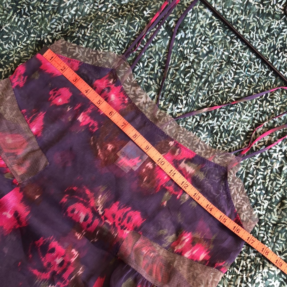 S Intimately Free People Floral Sheer Dress Strappy Pattern Print Mesh Nightgown - Picture 6 of 7